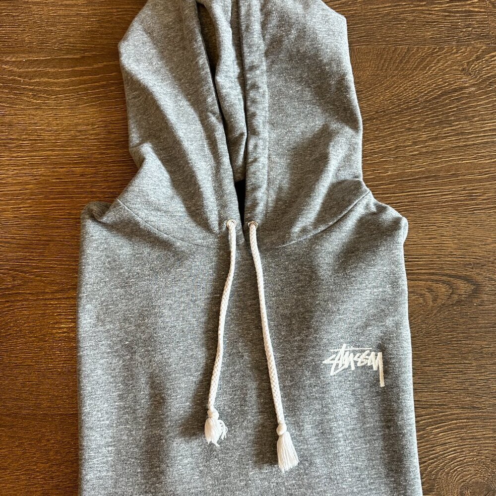Vintage Stussy Gray Hoodie with Surf Back Graphic - Size S - Picture 9 of 9
